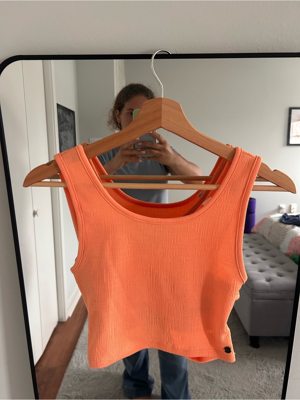 Roxy Orange Ribbed Crop Tank Top